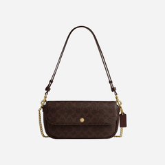 Coach Brook Flap Chain Bag In Signature Canvas Maple