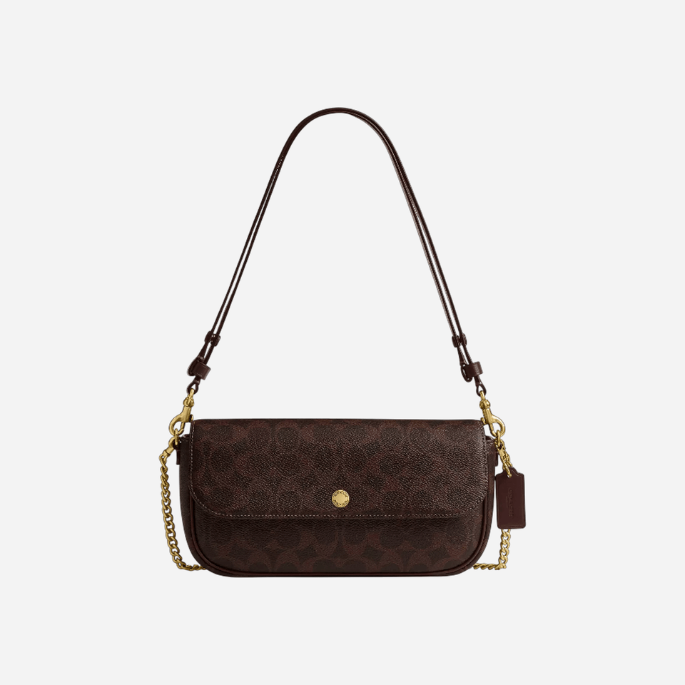 Coach Brook Flap Chain Bag In Signature Canvas Maple