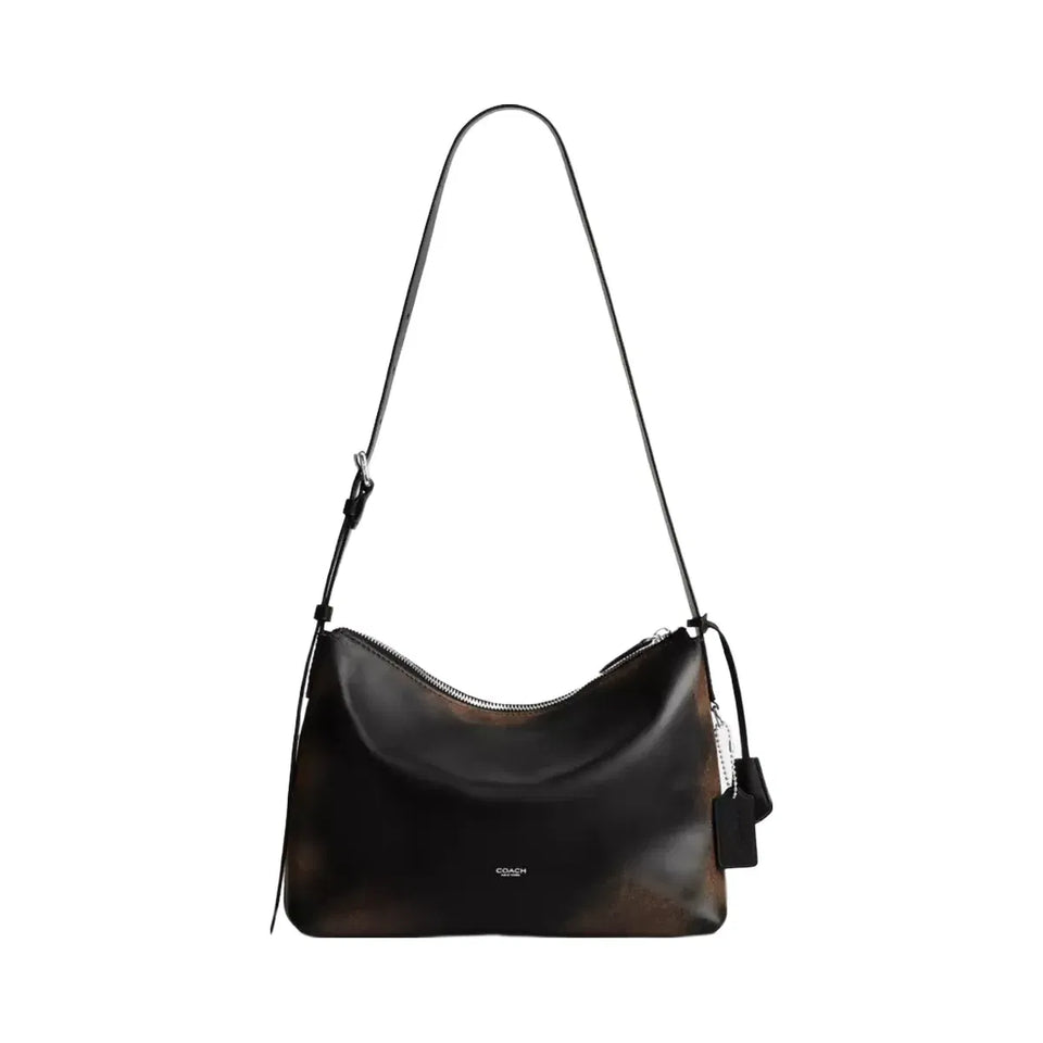 Coach Mott Messenger Bag 33 In Loved Leather in Black Light Tan