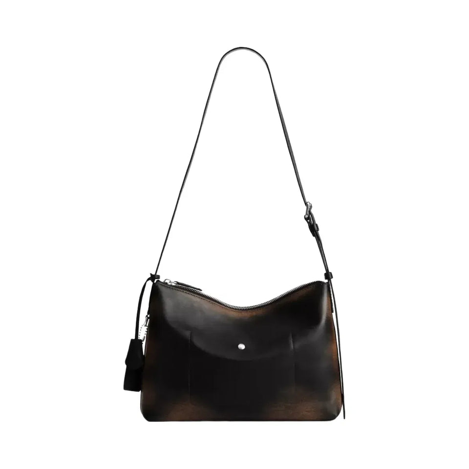 Coach Mott Messenger Bag 33 In Loved Leather in Black Light Tan