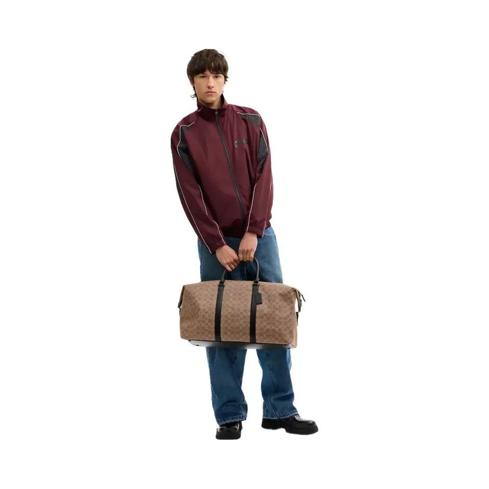Coach Trekker Bag 52 In Signature Canvas Gunmetal Tan Black