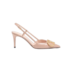 Valentino VLogo Signature Slingback Calfskin Pump With Jewel Logo 80mm Rose Cannelle