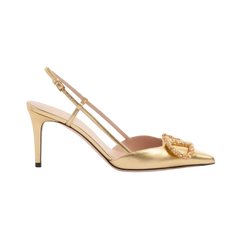 Valentino VLogo Signature Slingback Pump In Laminated Nappa Leather 80mm Antique Brass