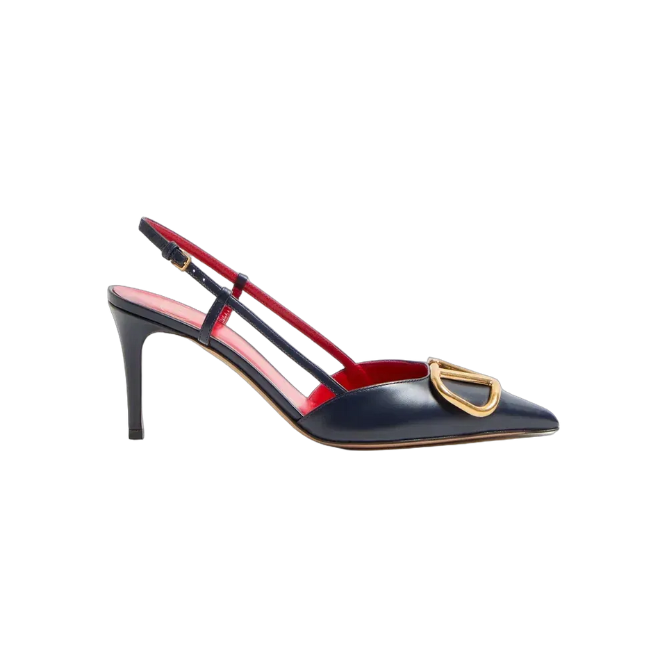 Valentino VLogo Signature Calfskin Slingback Pump 80mm Black