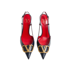 Valentino VLogo Signature Calfskin Slingback Pump 80mm Black