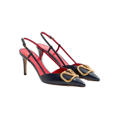 Valentino VLogo Signature Calfskin Slingback Pump 80mm Black