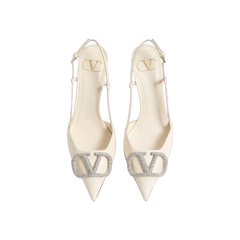 Valentino VLogo Signature Slingback Pump In Calfskin Leather 80mm Light Ivory