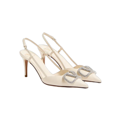 Valentino VLogo Signature Slingback Pump In Calfskin Leather 80mm Light Ivory
