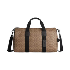 Coach Explorer Duffle Bag 45 In Signature Canvas Matte Black Tan Black