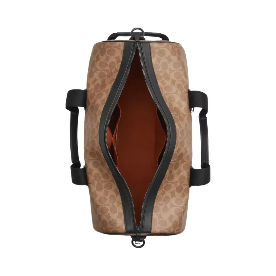 Coach Explorer Duffle Bag 45 In Signature Canvas Matte Black Tan Black