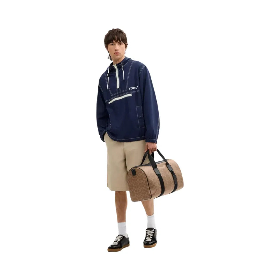 Coach Explorer Duffle Bag 45 In Signature Canvas Matte Black Tan Black