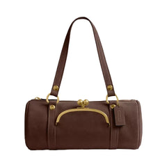Coach Kisslock Barrel Bag Brass Dark Chocolate