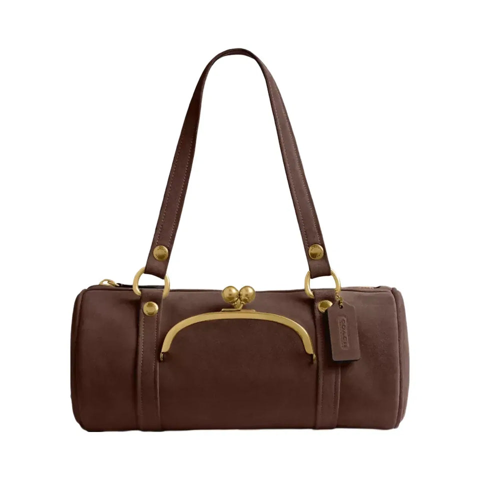 Coach Kisslock Barrel Bag Brass Dark Chocolate