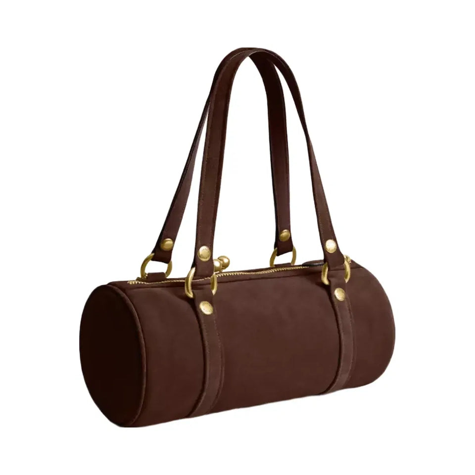 Coach Kisslock Barrel Bag Brass Dark Chocolate