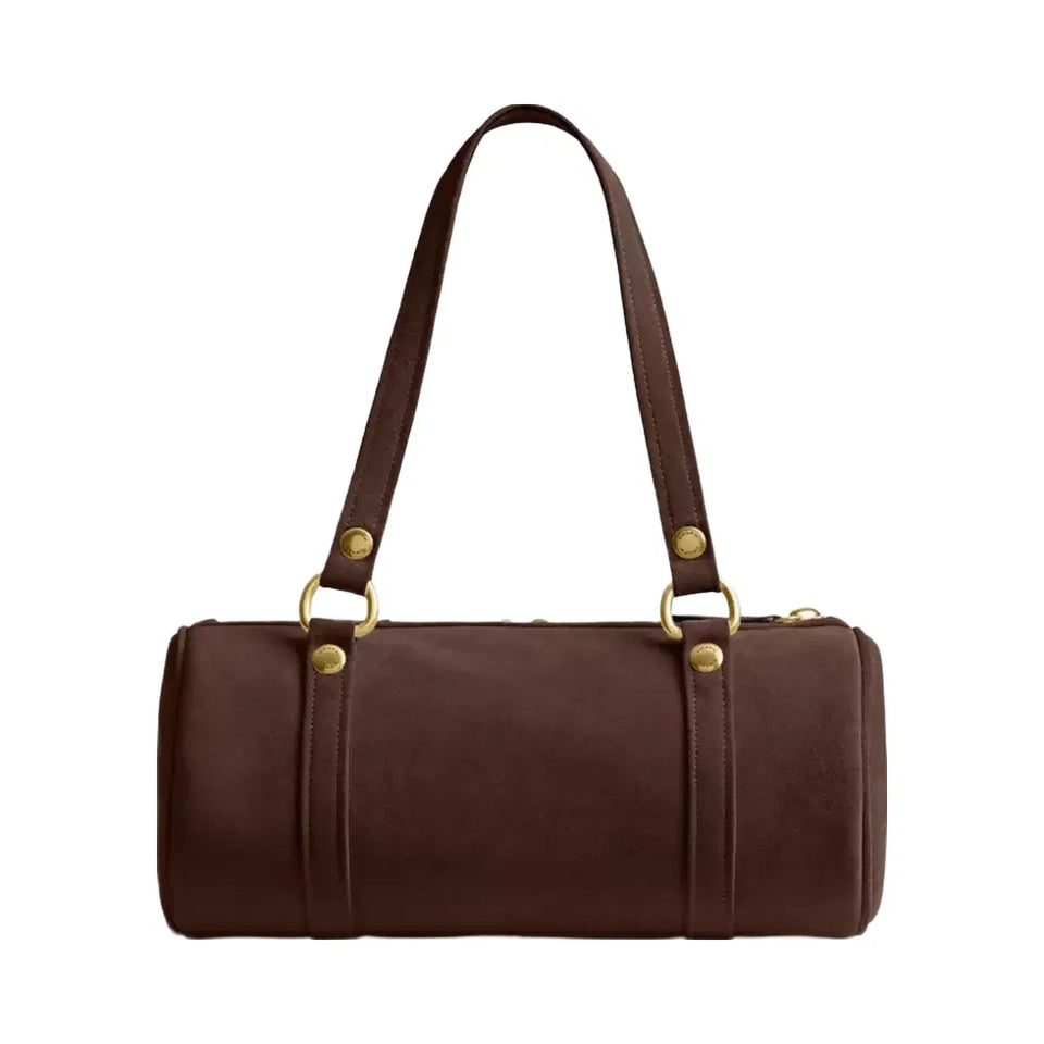 Coach Kisslock Barrel Bag Brass Dark Chocolate