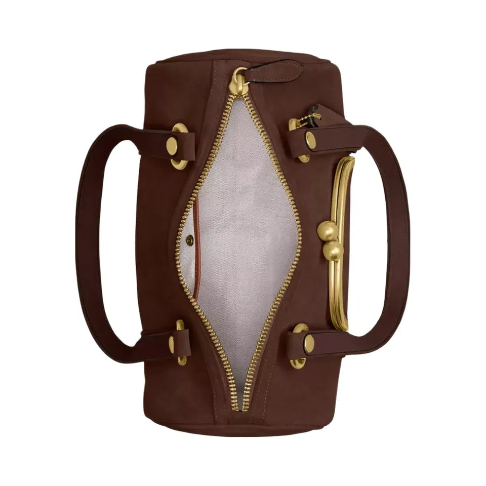 Coach Kisslock Barrel Bag Brass Dark Chocolate