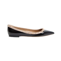 Valentino Patent Rockstud Ballet Flat Black