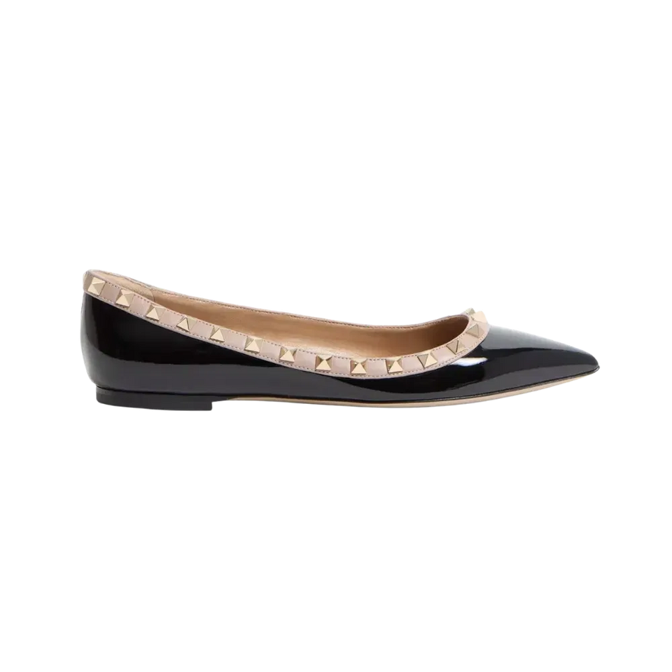 Valentino Patent Rockstud Ballet Flat Black