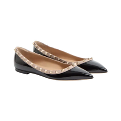 Valentino Patent Rockstud Ballet Flat Black