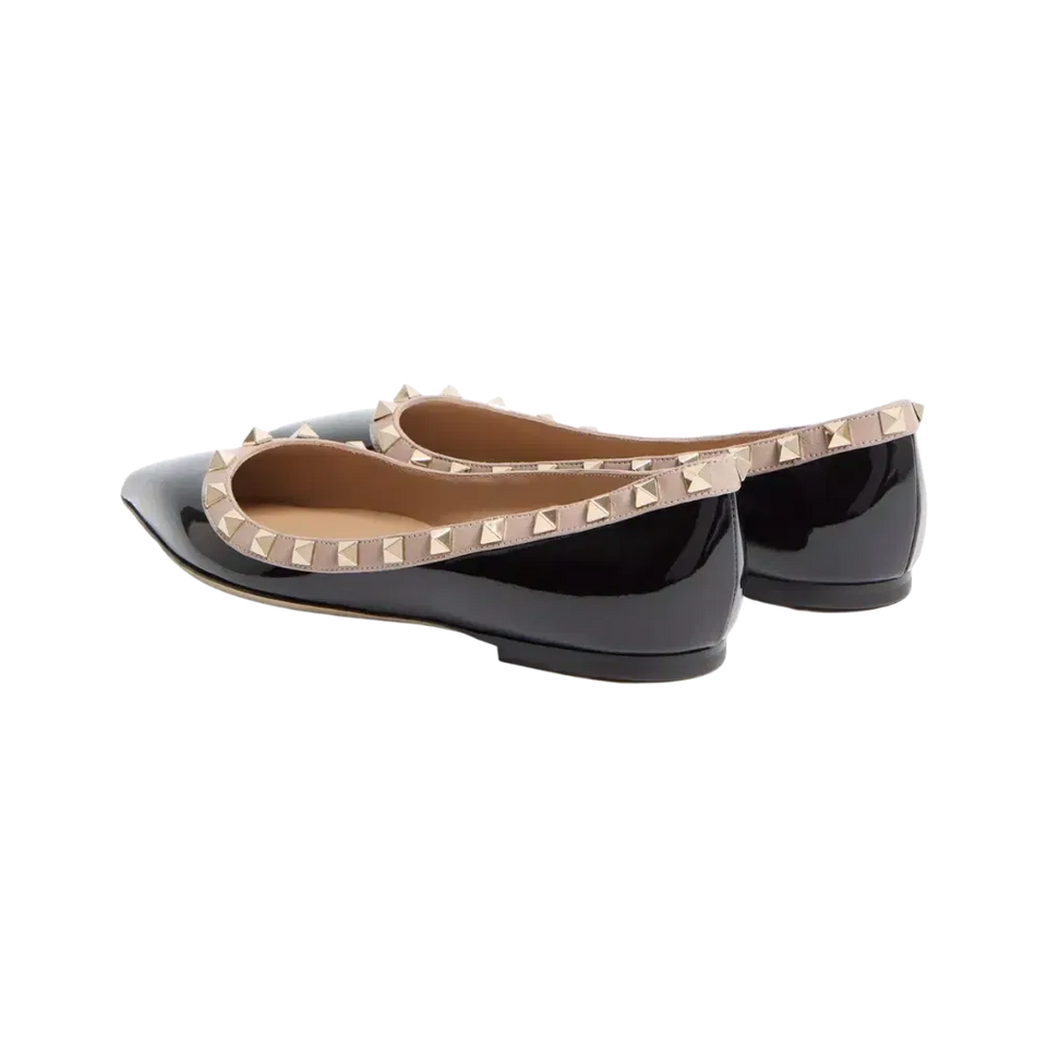 Valentino Patent Rockstud Ballet Flat Black