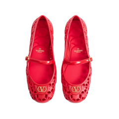 Valentino Ondette Rubber Ballerina With Scallop Pattern 05mm Coral