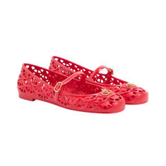 Valentino Ondette Rubber Ballerina With Scallop Pattern 05mm Coral
