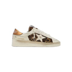 Golden Goose Stardan In White Leather And Leopard Pony Skin With White Leather Star