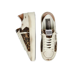 Golden Goose Stardan In White Leather And Leopard Pony Skin With White Leather Star