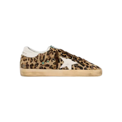 Golden Goose Super-Star In Leopard-Print Pony Skin With Leather Star And Heel Tab