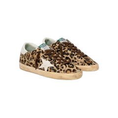 Golden Goose Super-Star In Leopard-Print Pony Skin With Leather Star And Heel Tab