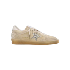 Golden Goose Ball Star In Pearl Suede With Silver Glitter Star