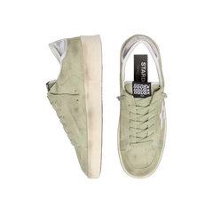 Golden Goose Stardan In Sage-Green Suede With Metallic Silver Star