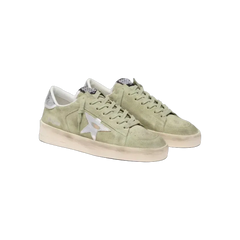 Golden Goose Stardan In Sage-Green Suede With Metallic Silver Star