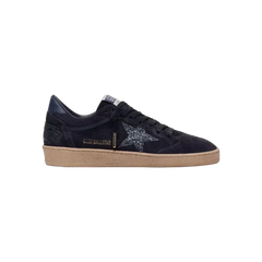 Golden Goose Ball Star In Dark Blue Suede With Dark Blue Glitter Star