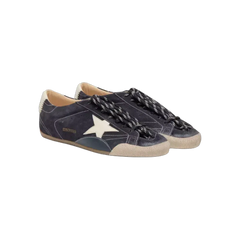 Golden Goose True-Star In Dark Blue Suede With White Nappa Leather Star And Heel Tab