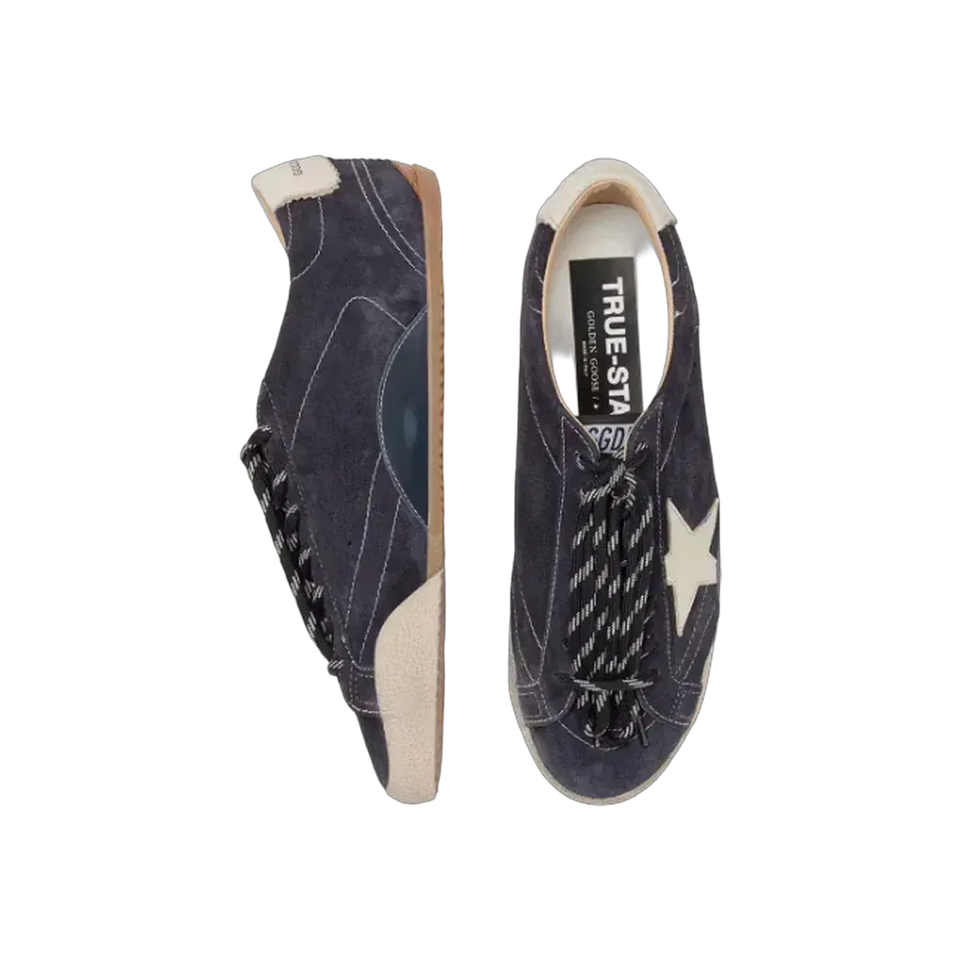 Golden Goose True-Star In Dark Blue Suede With White Nappa Leather Star And Heel Tab