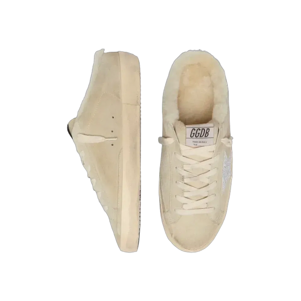 Golden Goose Super-Star Sabots With Swarovski Crystal Star And Shearling Lining