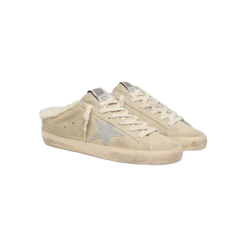 Golden Goose Super-Star Sabots With Swarovski Crystal Star And Shearling Lining