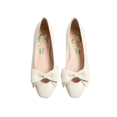 Valentino Bowow Kidskin Ballerina Ivory