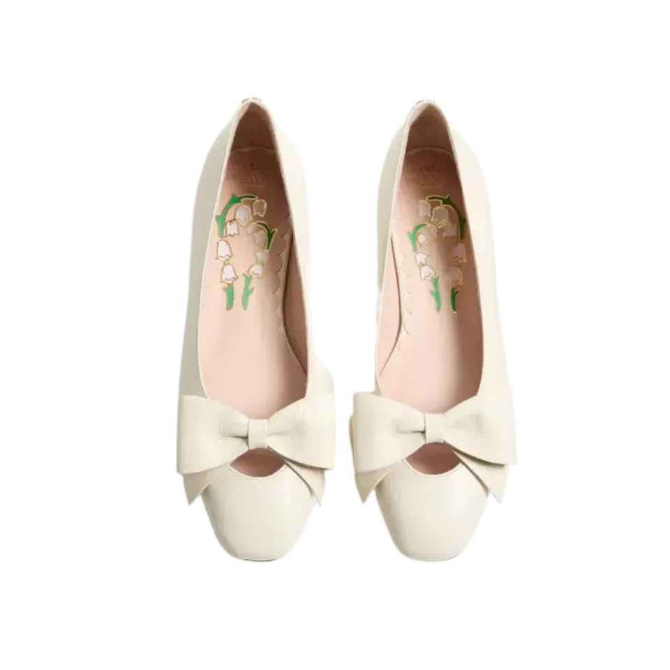 Valentino Bowow Kidskin Ballerina Ivory