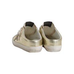Golden Goose Super-Star Sabots In Platinum Foiled Leather With Beige Suede Star