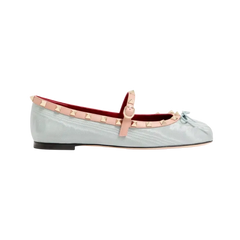 Valentino Mary-Jane Rockstud Ballerina In Moire Fabric 05mm Azure