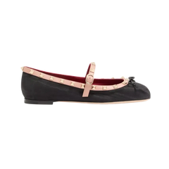 Valentino Mary-Jane Rockstud Ballerina In Moire Fabric 05mm Black