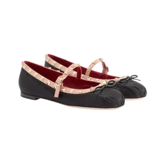 Valentino Mary-Jane Rockstud Ballerina In Moire Fabric 05mm Black