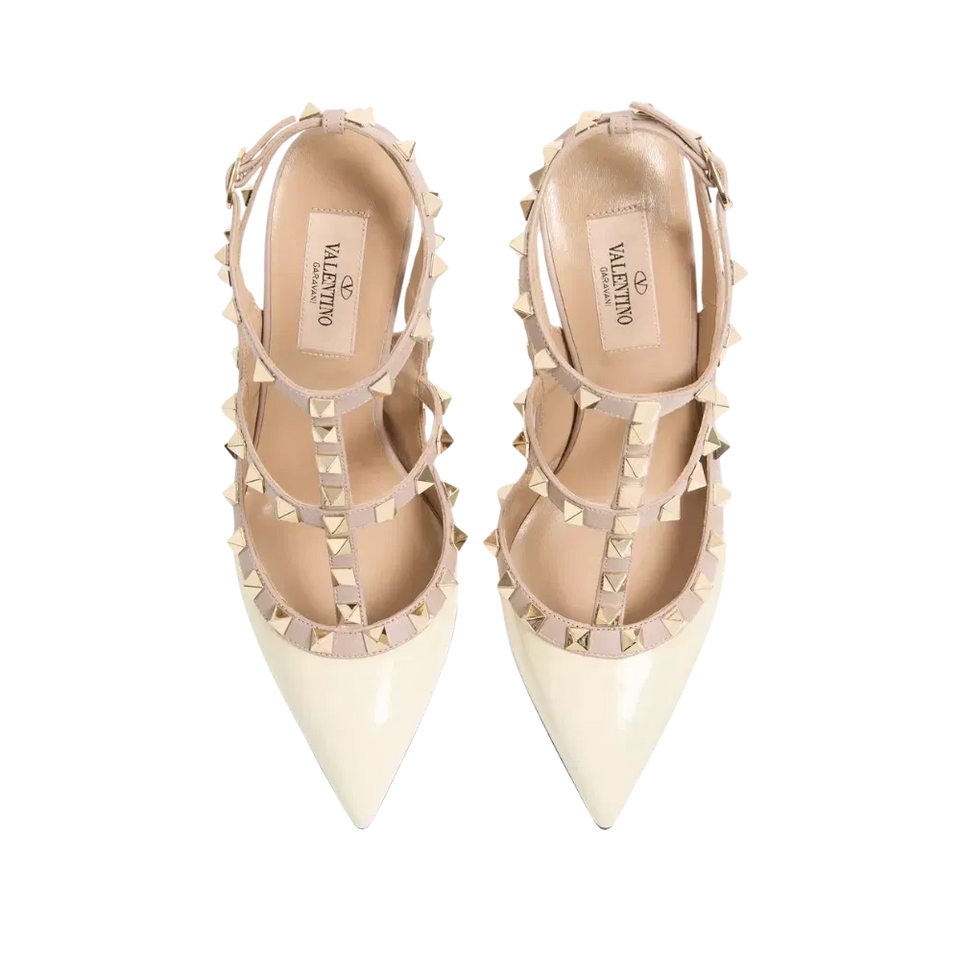 Valentino Patent Rockstud Caged Pump 100mm Poudre