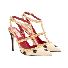 Valentino Rockstud Pump With Plus De Pois Embroidery 100mm Butter