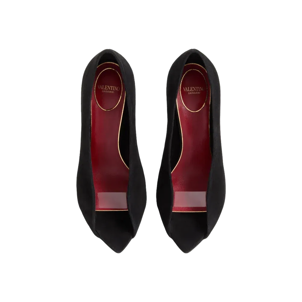 Valentino Open Toe Révélé Suede Pumps 105mm Black