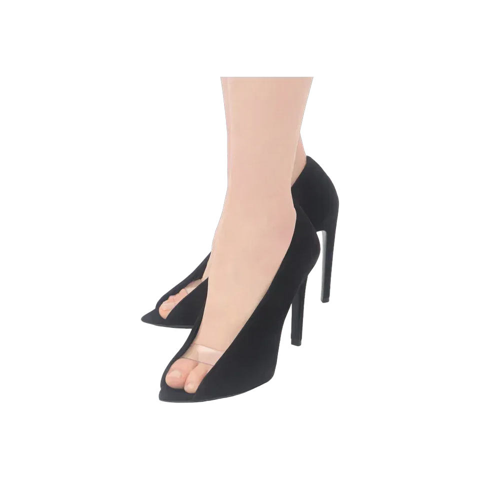 Valentino Open Toe Révélé Suede Pumps 105mm Black