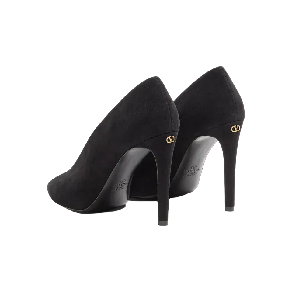 Valentino Open Toe Révélé Suede Pumps 105mm Black