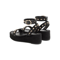 Valentino Rockstud Flatform Sandal In Calfskin 45mm Black
